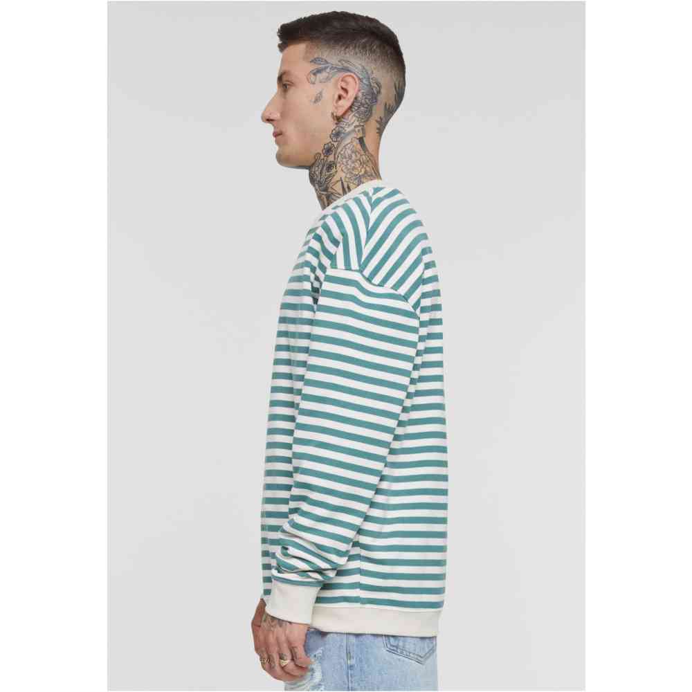 Urban Classics - Striped Pull ras du cou - Beige/Vert